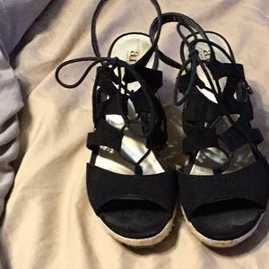 A.N.A. Black Wedges Size 9